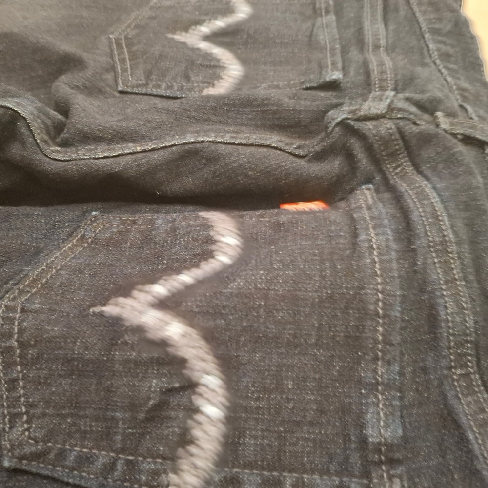 Levi's 505 Straight Leg Jeans Dark Wash Embellished Pockets Women's‎ 8S - Picture 3 of 11